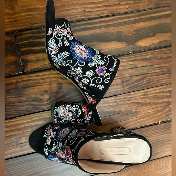 Avec Les Filles heeled suede embroidered mules - Picture 4 of 5
